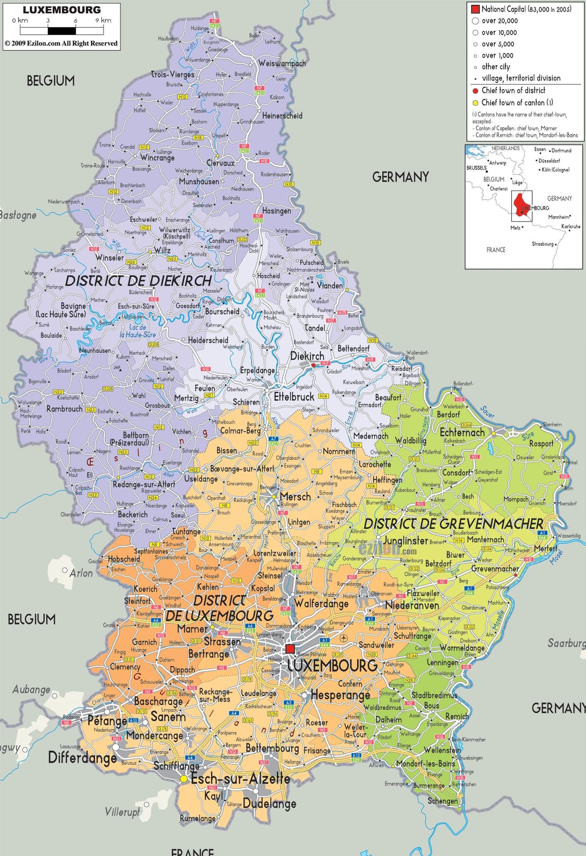 Luxemburg land karta