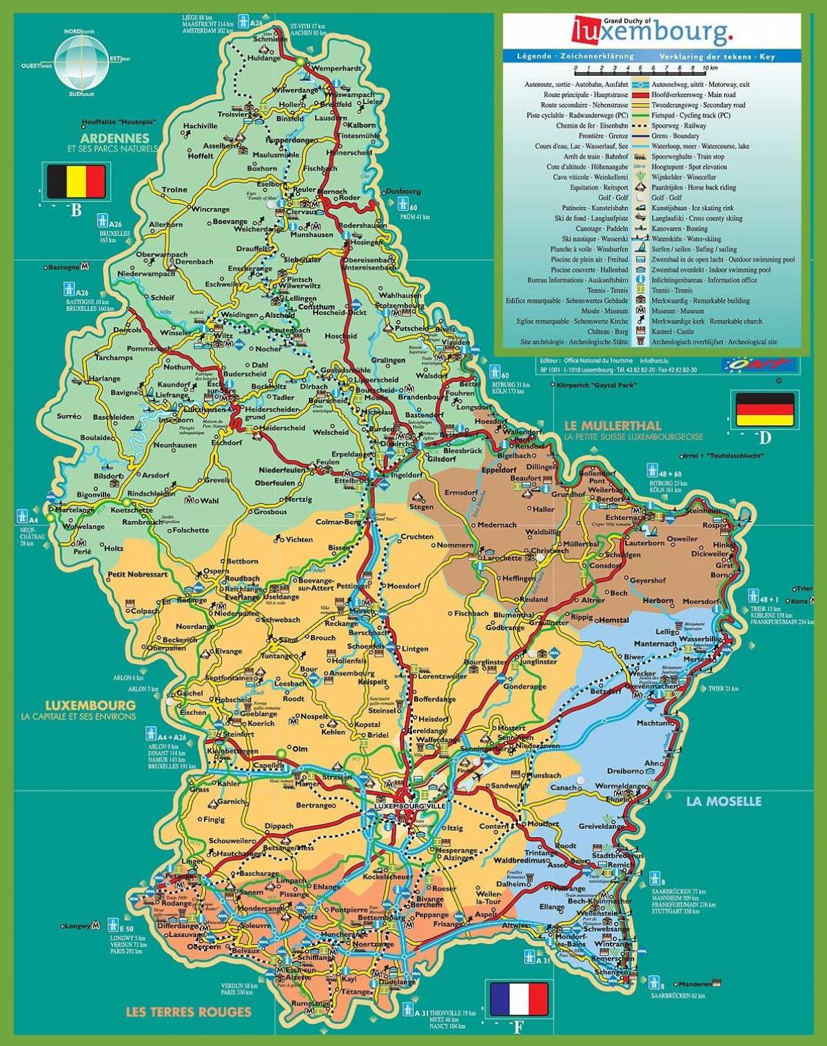 Luxemburg attraktion karta - Luxemburg sevärdheter karta (Västra Europa