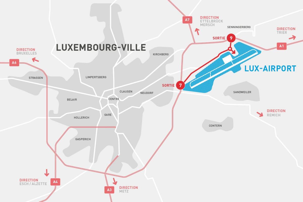 karta över Luxemburg flygplats