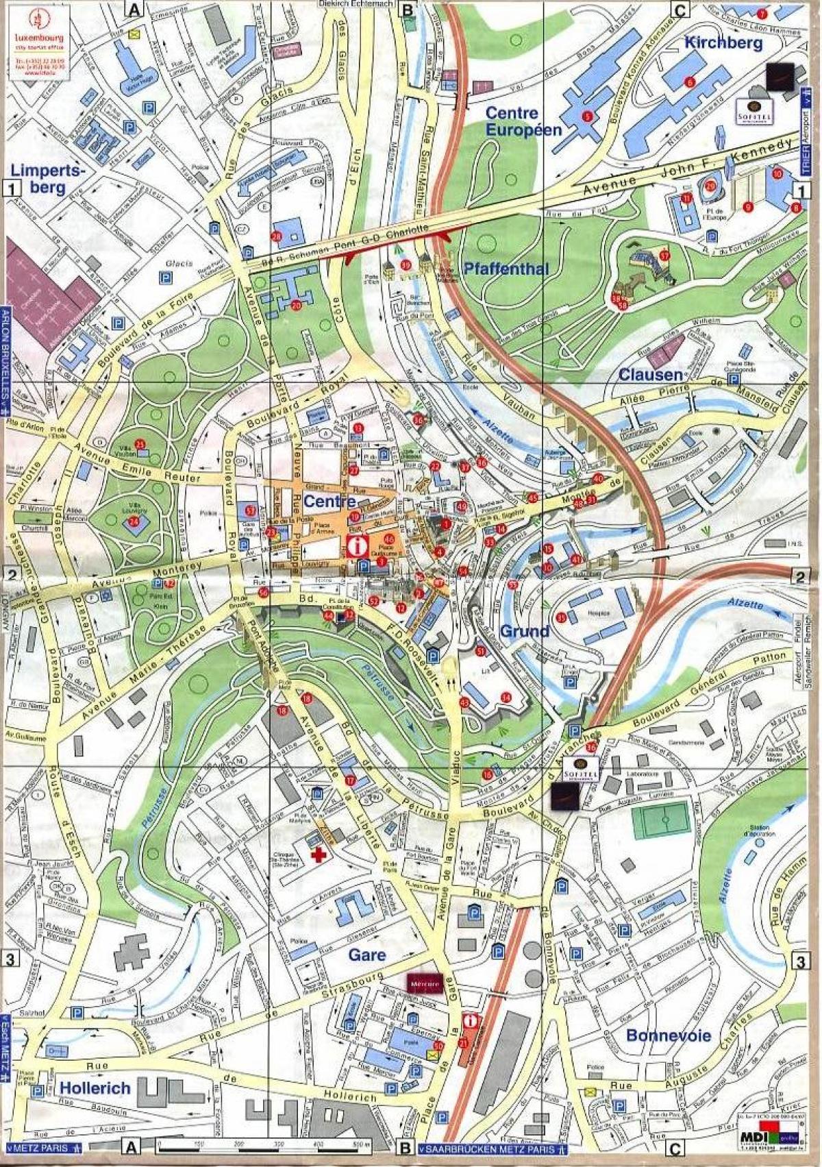 karta över Luxemburg gamla stan