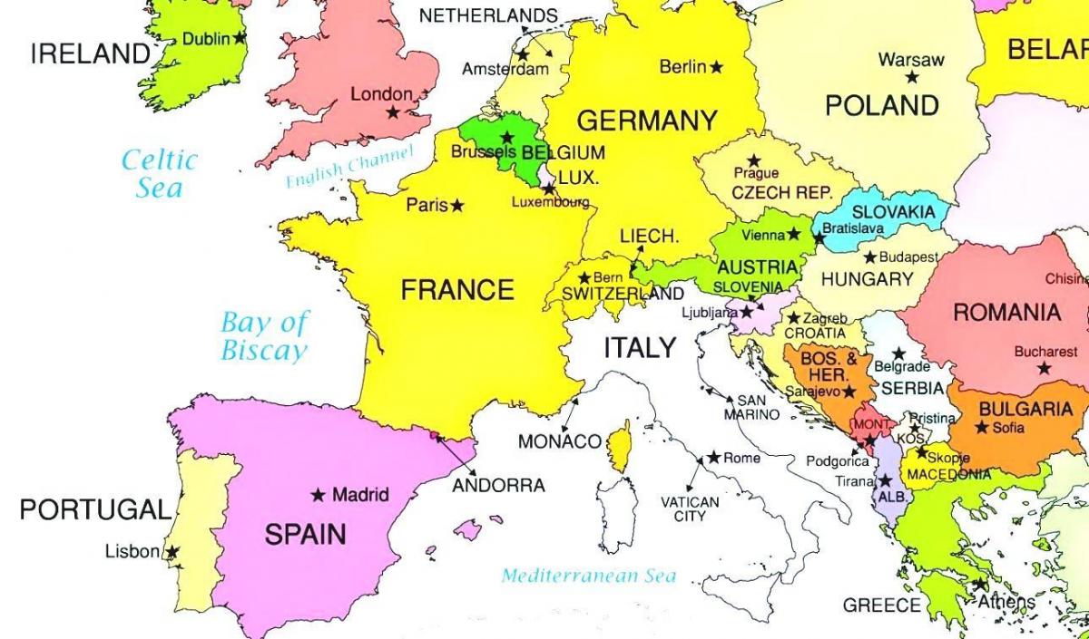 karta över europa som visar Luxemburg