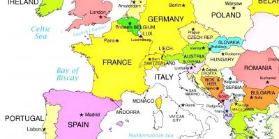 Karta över europa som visar Luxemburg